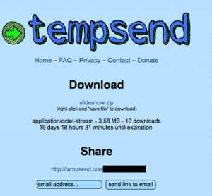 Tempsend screenshot