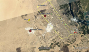 The file opens a slideshow of Google Earth screen captures to the victim, displaying a series of locations in Syria, and highlighting an “ISIS HQ” and other images showing the alleged locations of US airstrikes.