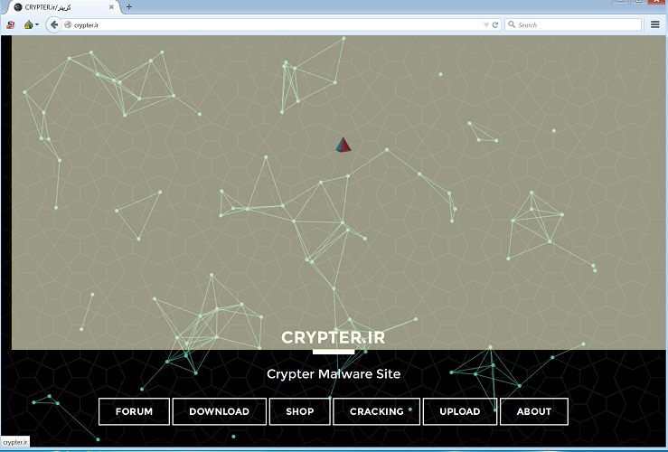 Crypter[.]ir main page (left), and contact page (right)