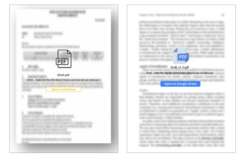 PDF sent in a campaign reported by Microsoft in December 2023 (left); PDF from the River of Phish campaign (right).