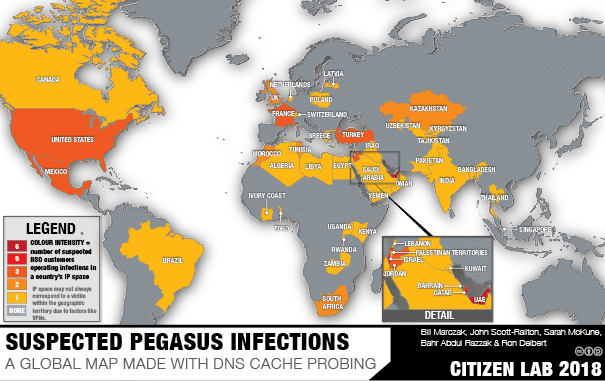 HIDE AND SEEK: Tracking NSO Group’s Pegasus Spyware to Operations in 45 Countries - The Citizen Lab