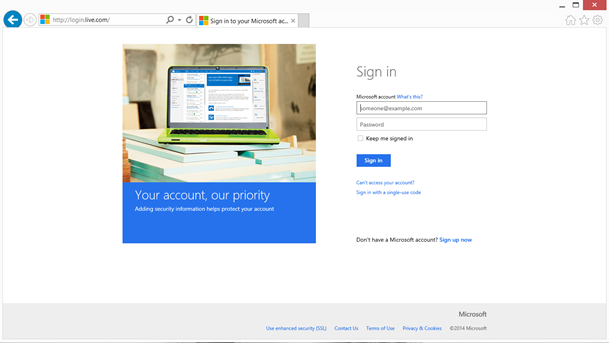 Login page for Microsoft’s Live service being served over HTTP