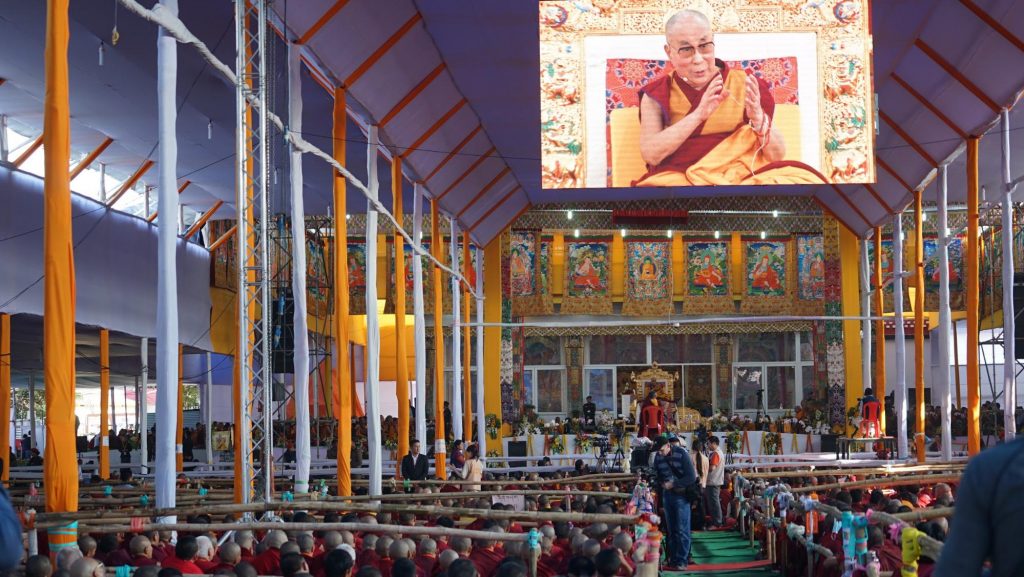 Figure 1: His Holiness the Dalai Lama conducts a Kalachakra teaching in Bodh Gaya. Photo credit: Lhakpa Kyizom