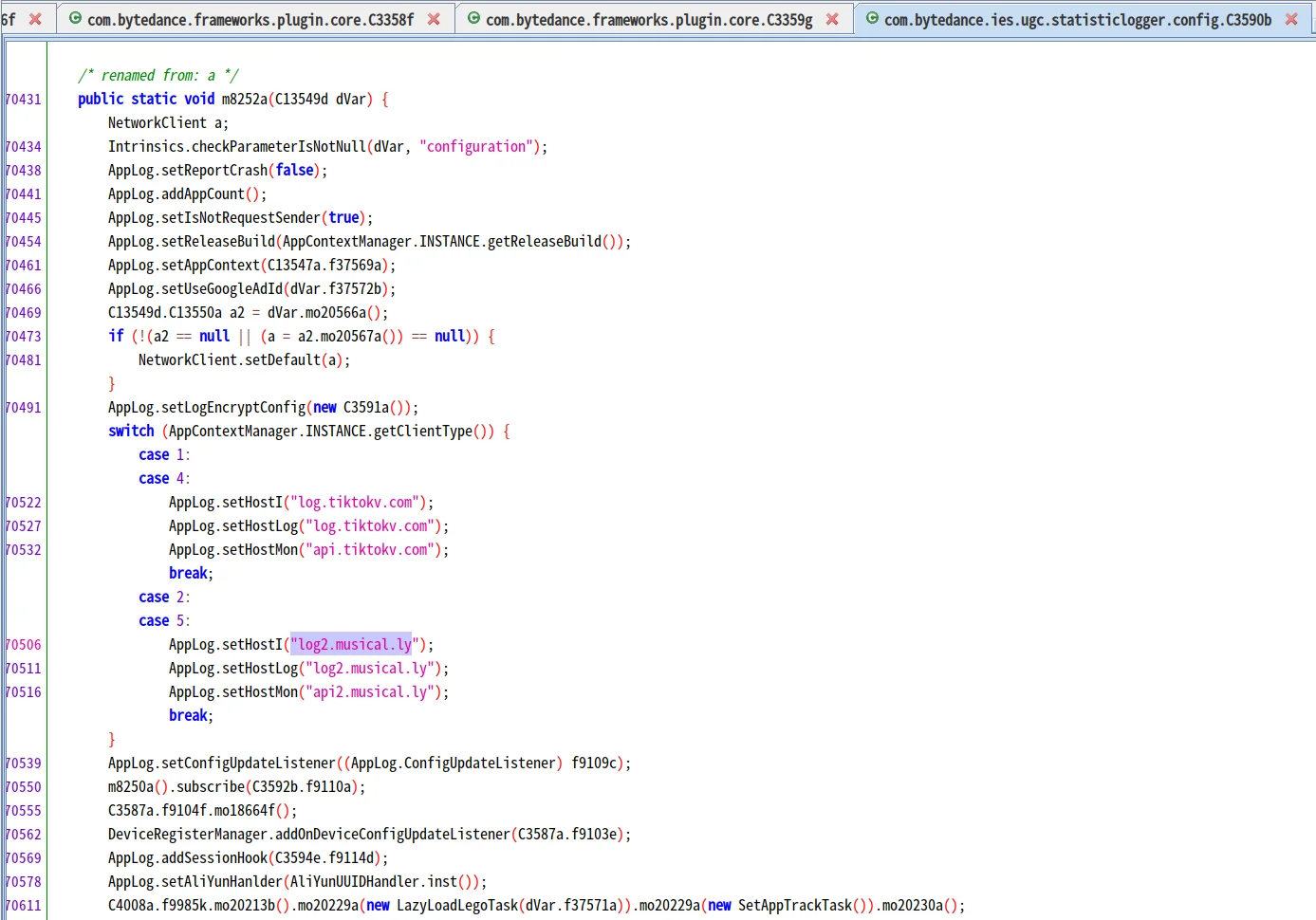 Screengrab of source code of Douyin
