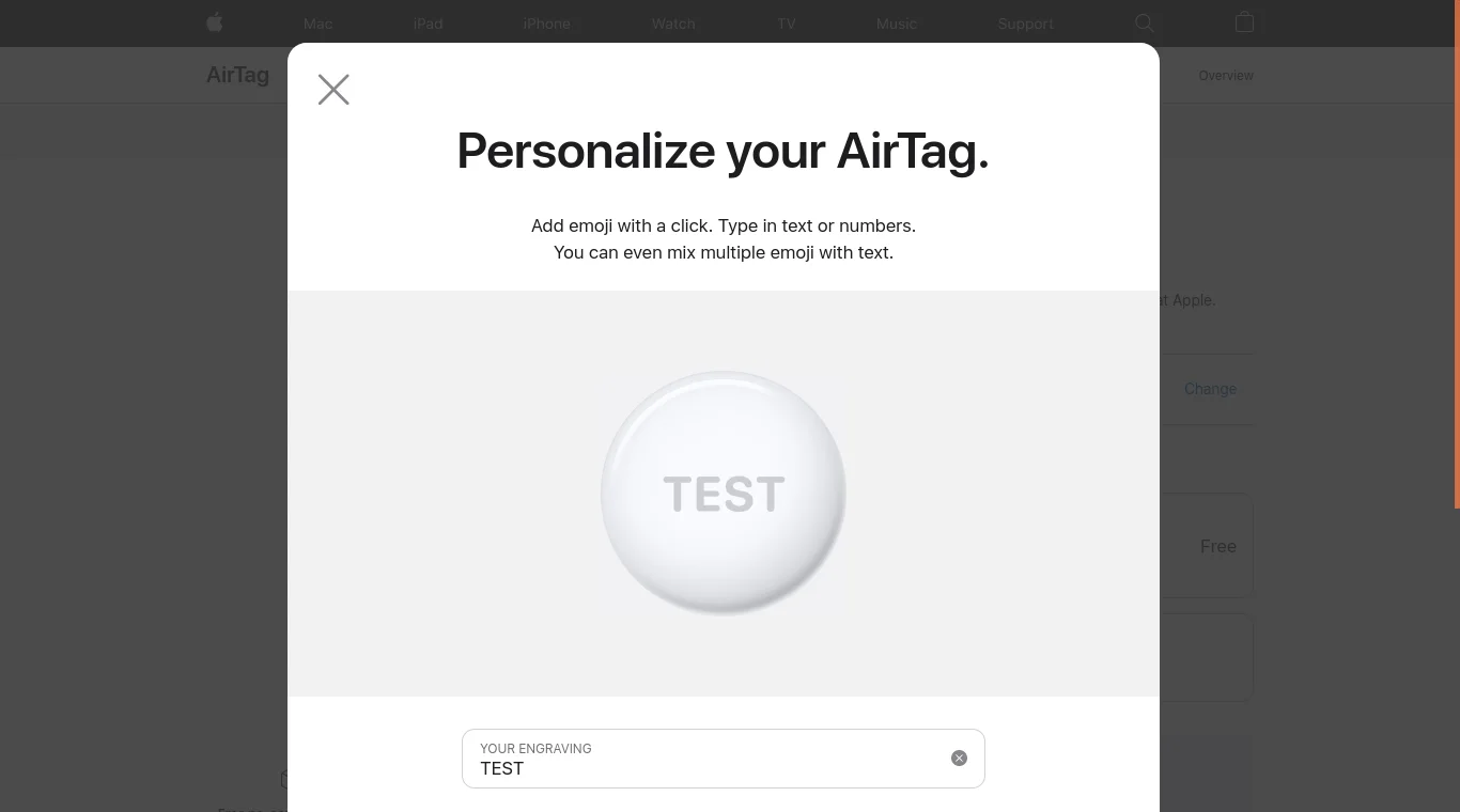 The engraving “TEST” is not filtered in the US region.