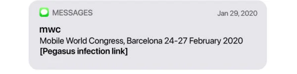 Image of a text notification that was sent to Jordi Baylina. The text message has a malicious infection link.